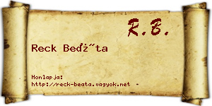 Reck Beáta névjegykártya